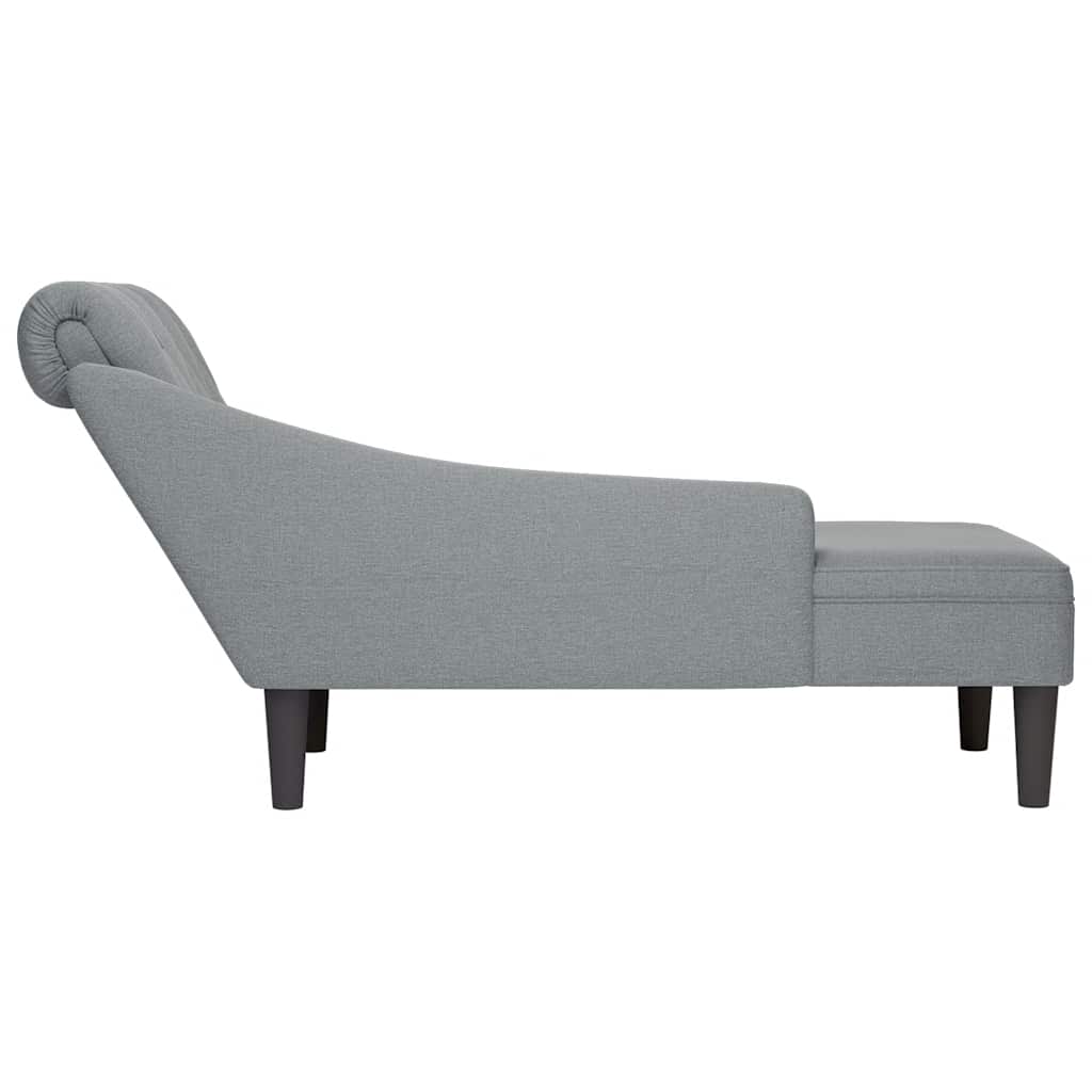 Fauteuil long avec coussin et accoudoir droit gris clair tissu - XIOS