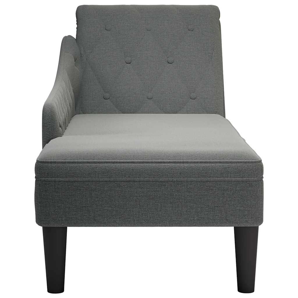 Fauteuil long avec coussin et accoudoir droit gris foncé tissu - XIOS