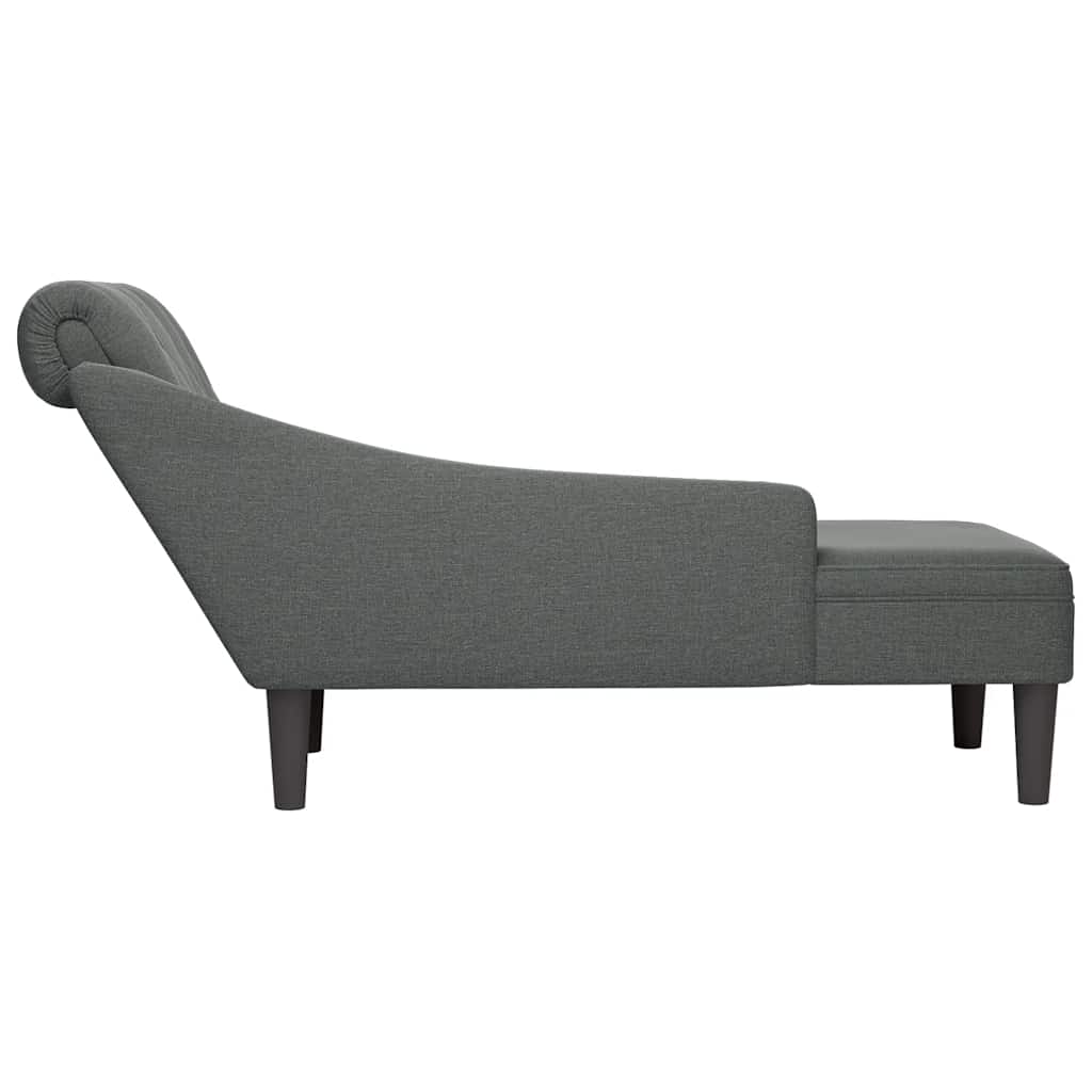 Fauteuil long avec coussin et accoudoir droit gris foncé tissu - XIOS
