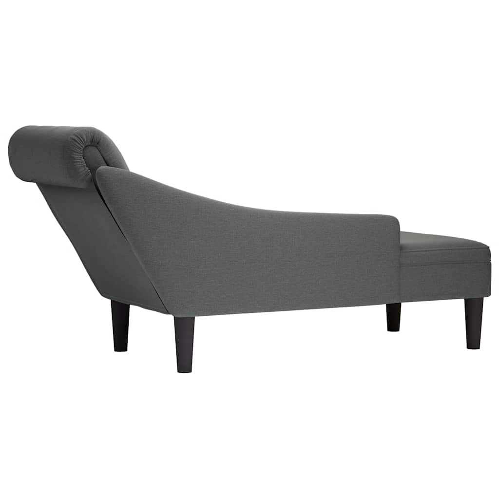 Fauteuil long avec coussin et accoudoir droit gris foncé tissu - XIOS