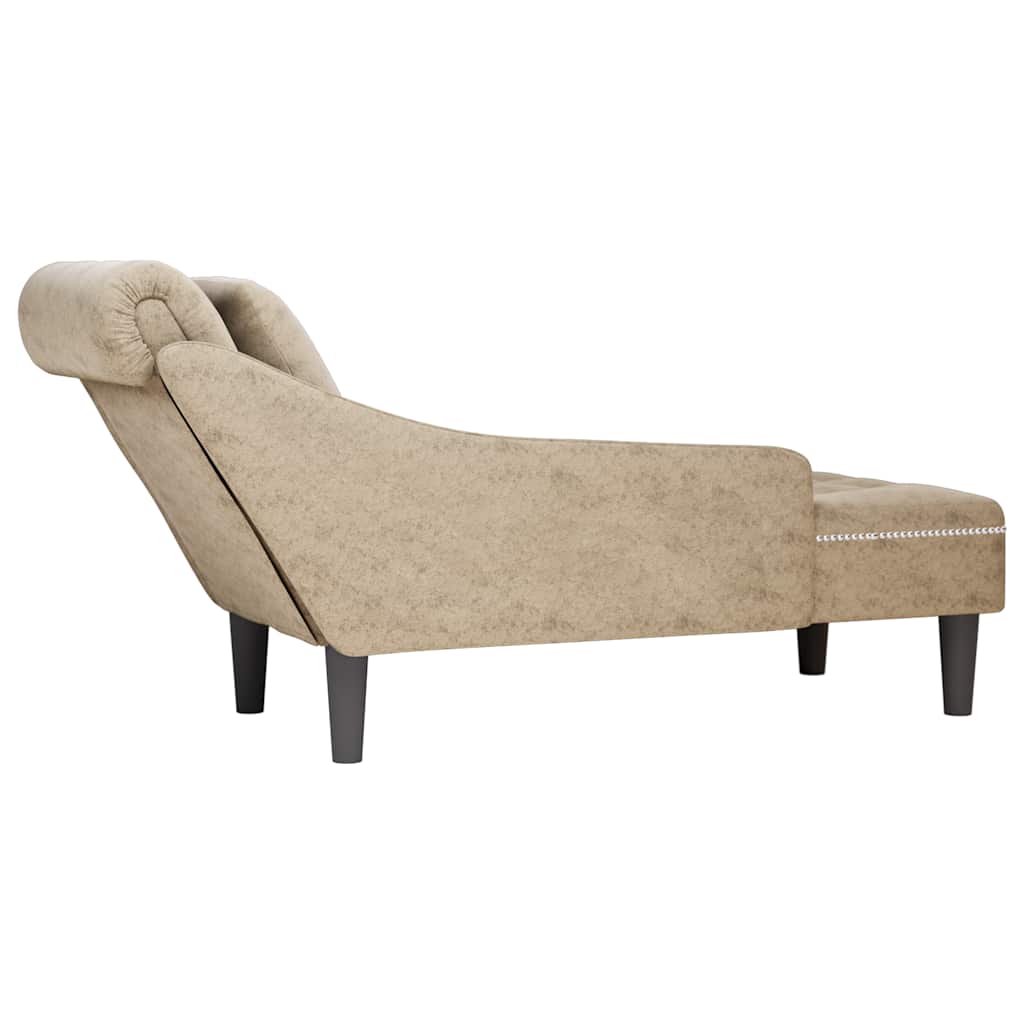 Fauteuil long et coussin/accoudoir droit gris clair simili cuir - XIOS