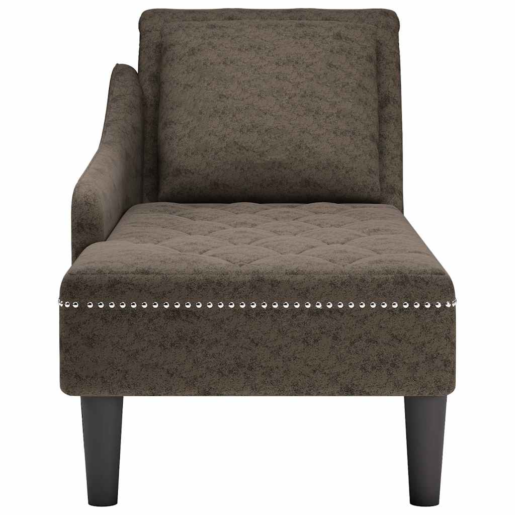 Fauteuil long et coussin/accoudoir droit gris foncé similicuir - XIOS
