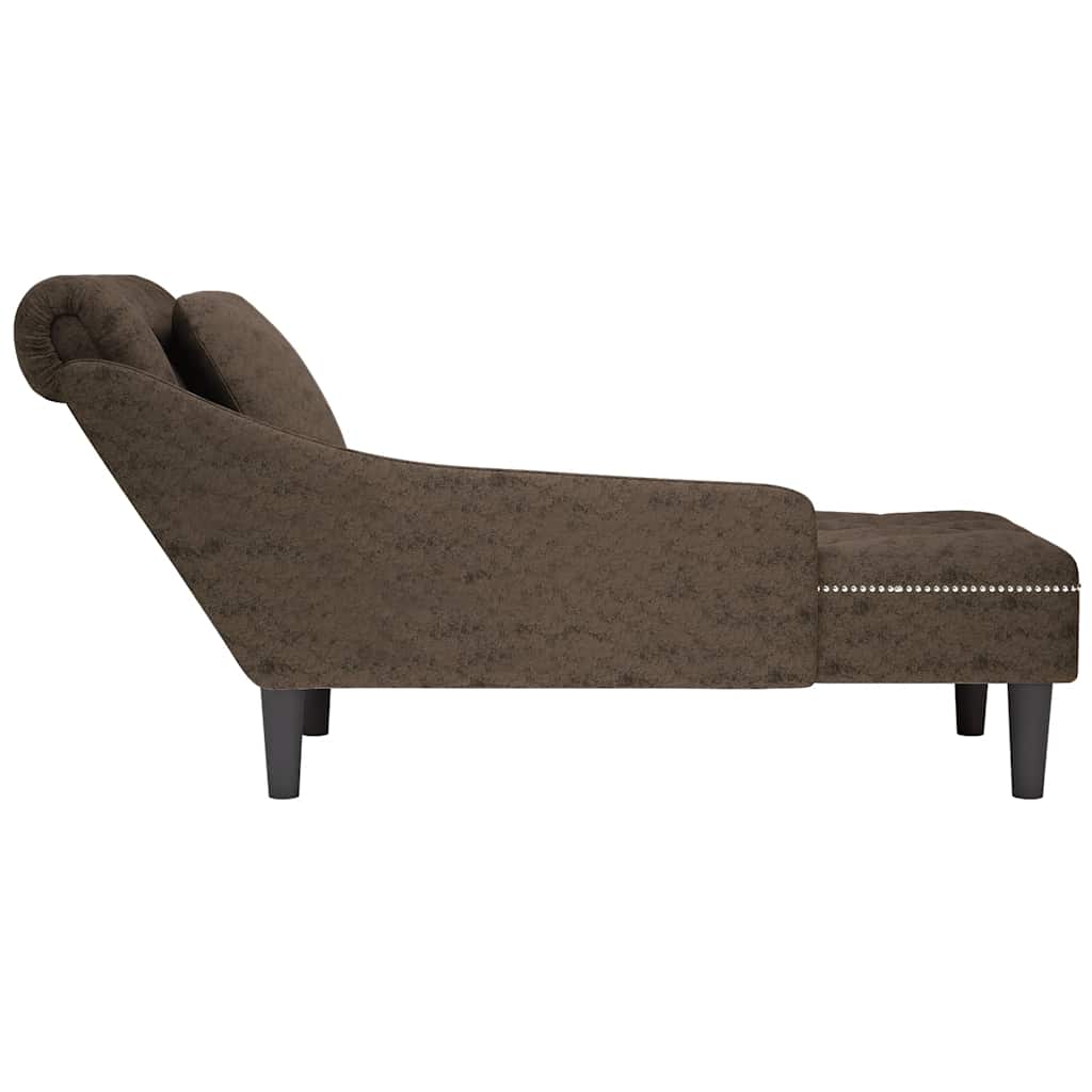 Fauteuil long et coussin/accoudoir droit gris foncé similicuir - XIOS