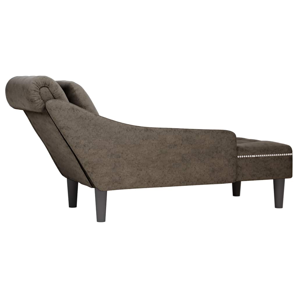 Fauteuil long et coussin/accoudoir droit gris foncé similicuir - XIOS