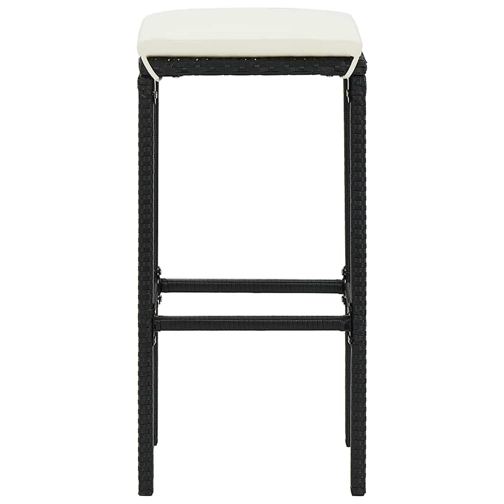 Ensemble de bar de jardin 3 pcs noir bois massif acacia rotin