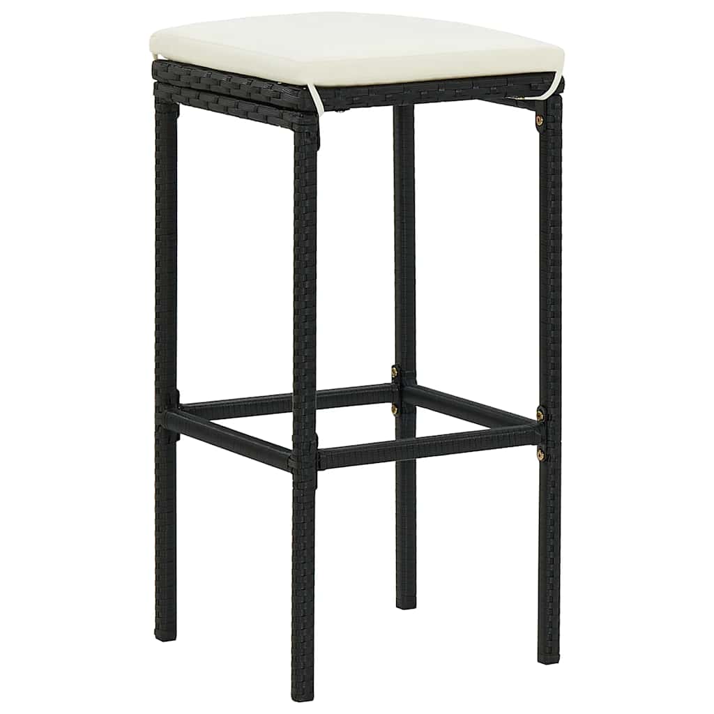 Ensemble de bar de jardin 5 pcs noir bois massif acacia rotin - XIOS
