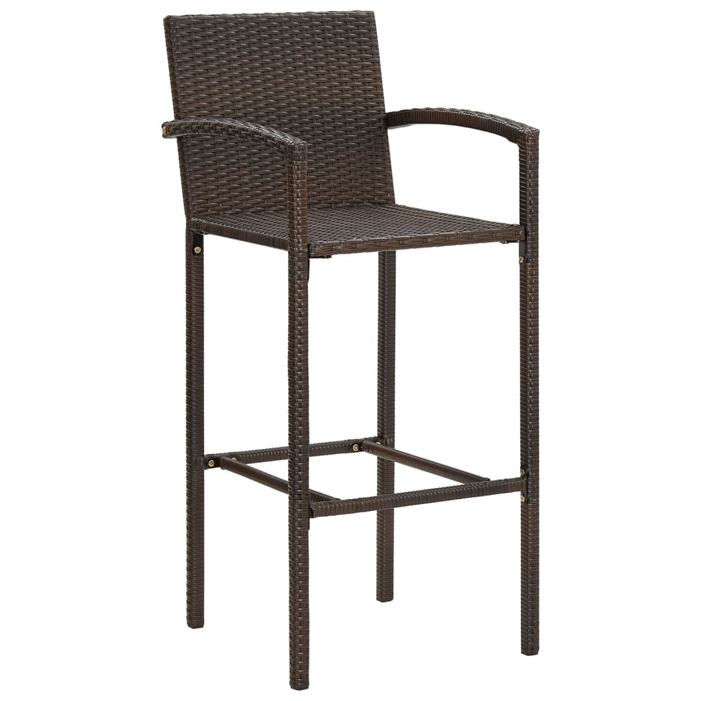 Ensemble de bar de jardin 5 pcs marron bois massif acacia rotin - XIOS