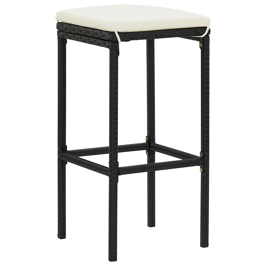 Ensemble de bar de jardin 7 pcs noir bois massif acacia rotin - XIOS