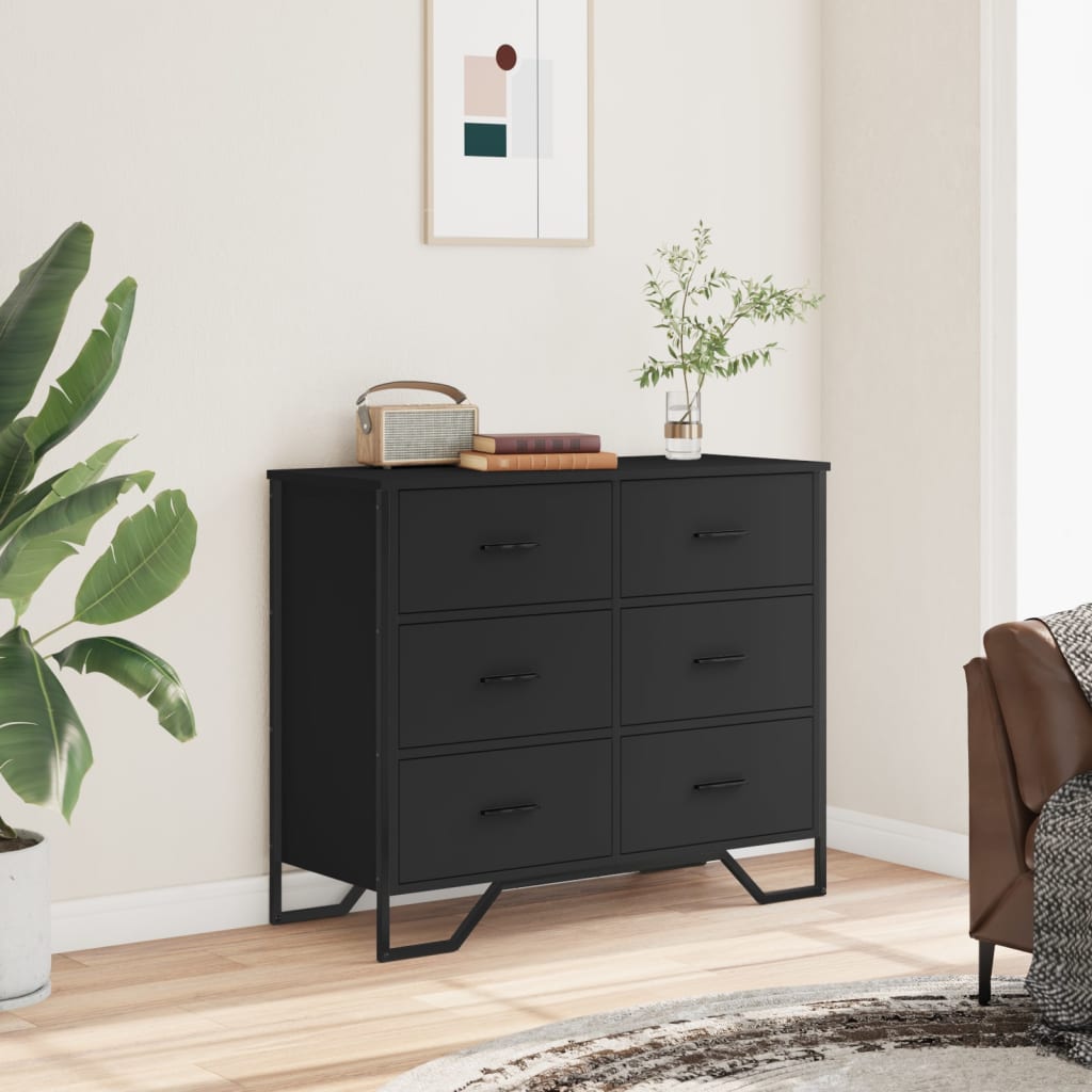 Commode noir 91x35,5x74,5 cm bois d'ingénierie - XIOS