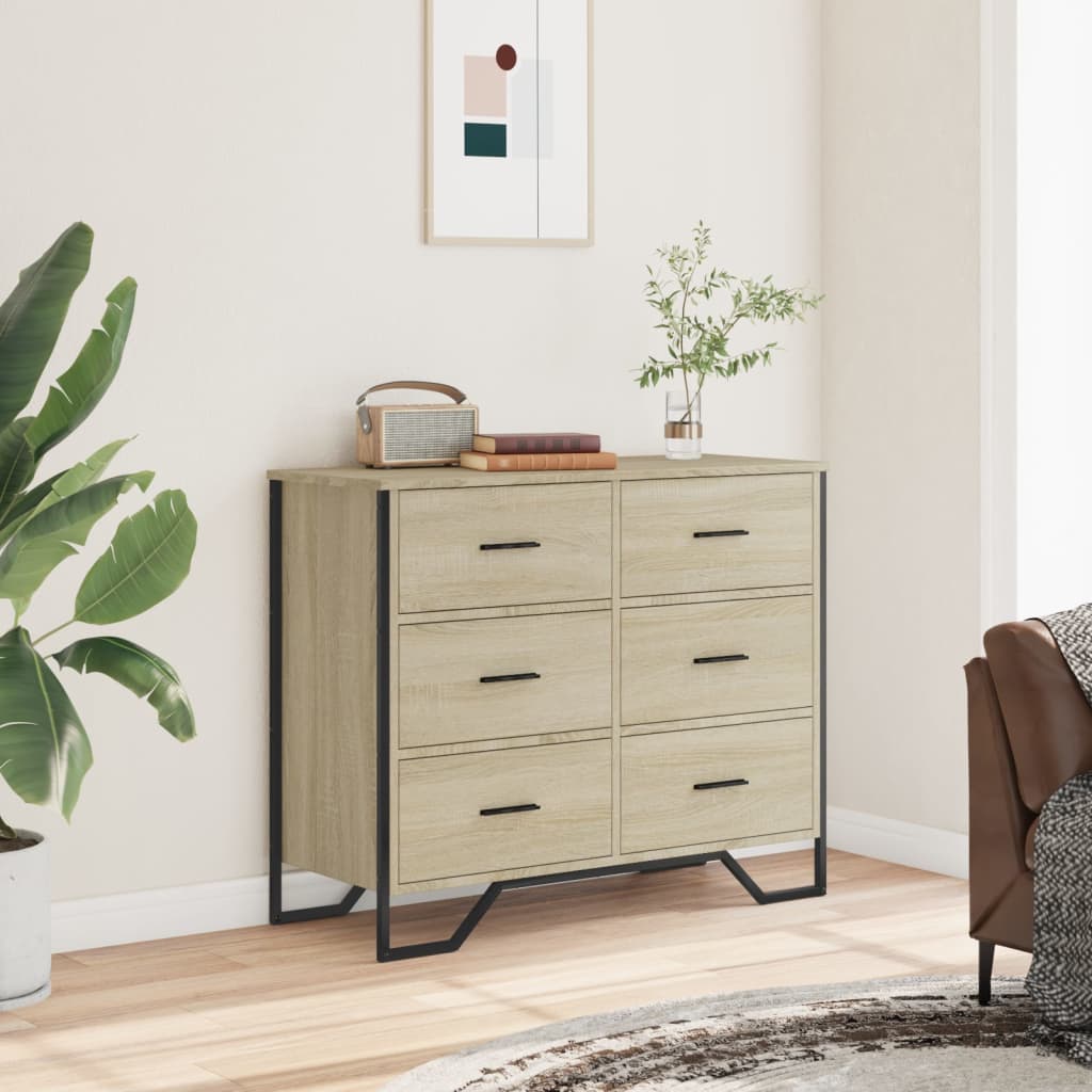 Commode chêne sonoma 91x35,5x74,5 cm bois d'ingénierie - XIOS