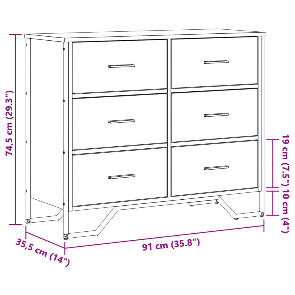 Commode chêne sonoma 91x35,5x74,5 cm bois d'ingénierie - XIOS