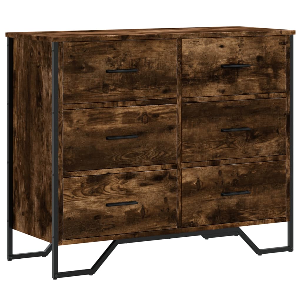 Commode chêne fumé 91x35,5x74,5 cm bois d'ingénierie - XIOS