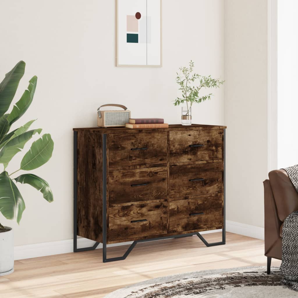 Commode chêne fumé 91x35,5x74,5 cm bois d'ingénierie - XIOS