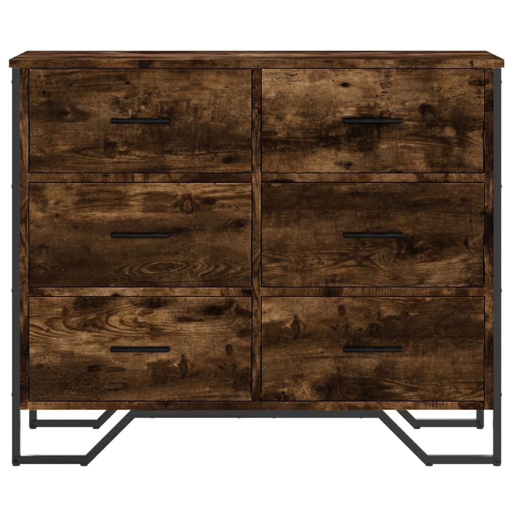 Commode chêne fumé 91x35,5x74,5 cm bois d'ingénierie - XIOS