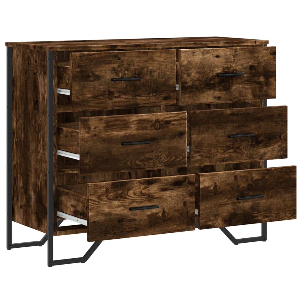 Commode chêne fumé 91x35,5x74,5 cm bois d'ingénierie - XIOS
