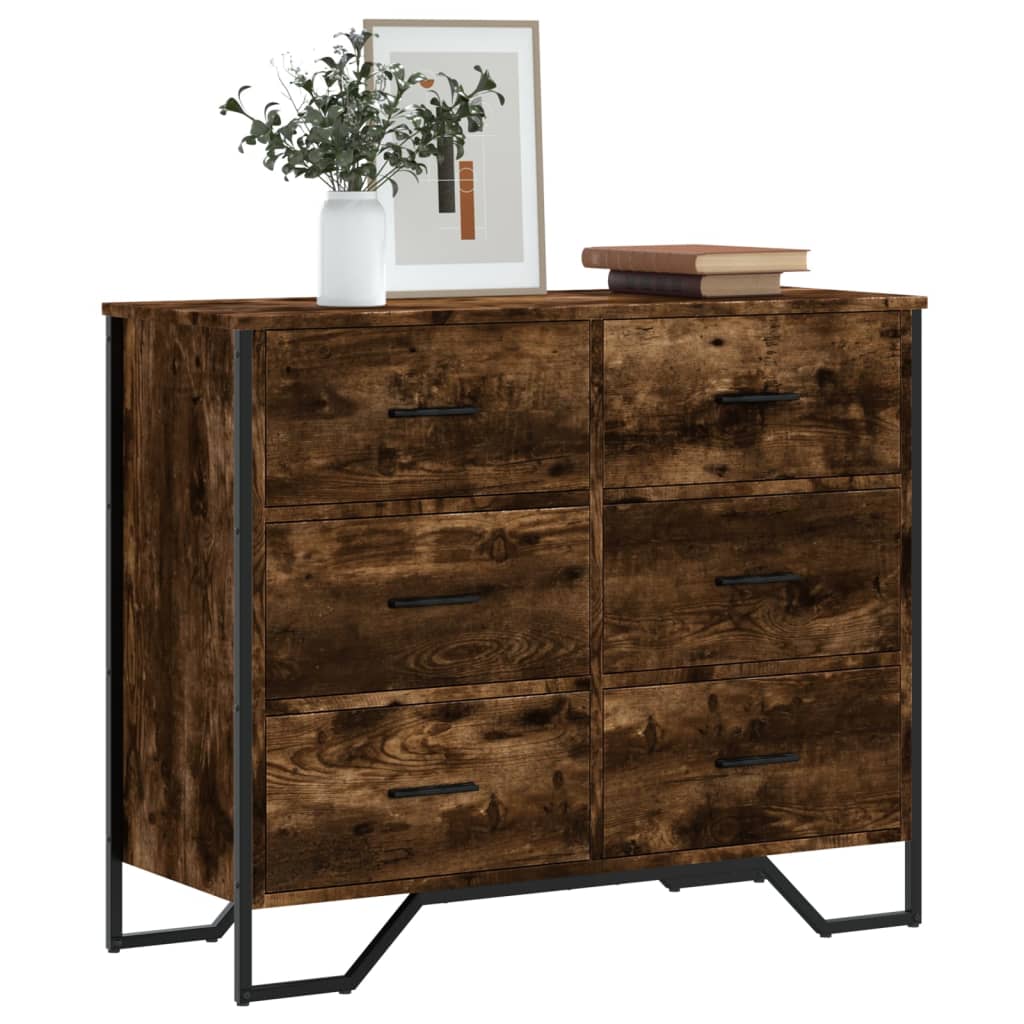 Commode chêne fumé 91x35,5x74,5 cm bois d'ingénierie - XIOS