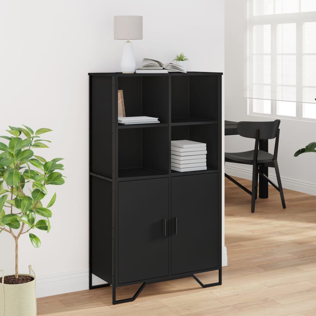 Buffet haut noir 79,5x35,5x137,5 cm bois d'ingénierie - XIOS