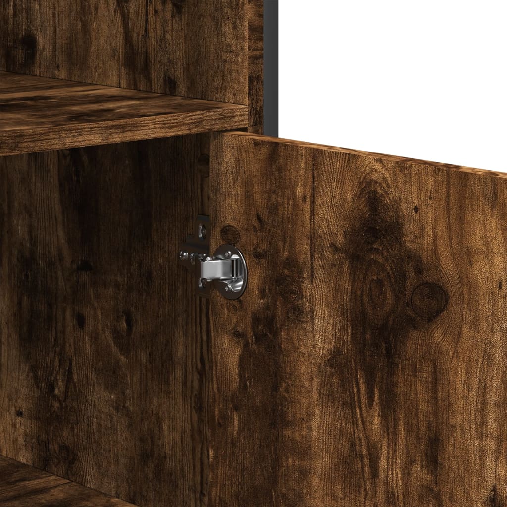 Buffet haut chêne fumé 79,5x35,5x137,5 cm bois d'ingénierie - XIOS