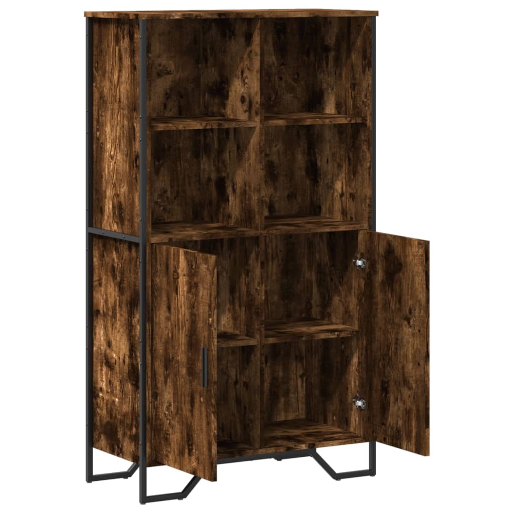 Buffet haut chêne fumé 79,5x35,5x137,5 cm bois d'ingénierie - XIOS