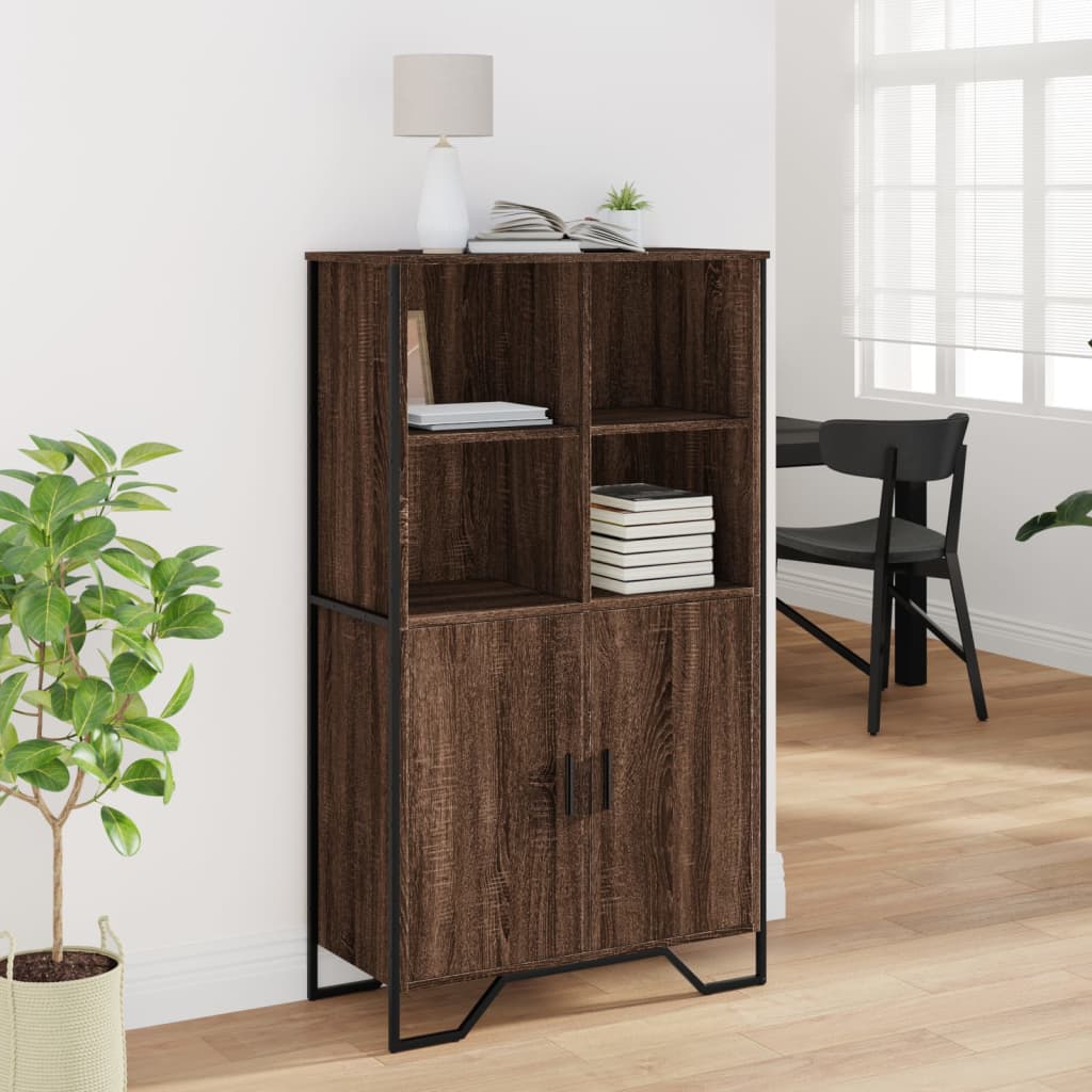 Buffet haut chêne marron 79,5x35,5x137,5 cm bois d'ingénierie - XIOS
