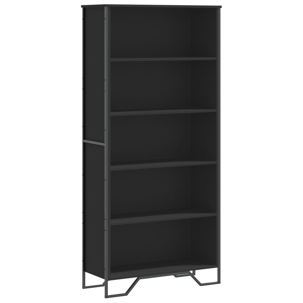 Bibliothèque noir 80x31x169 cm bois d’ingénierie - XIOS