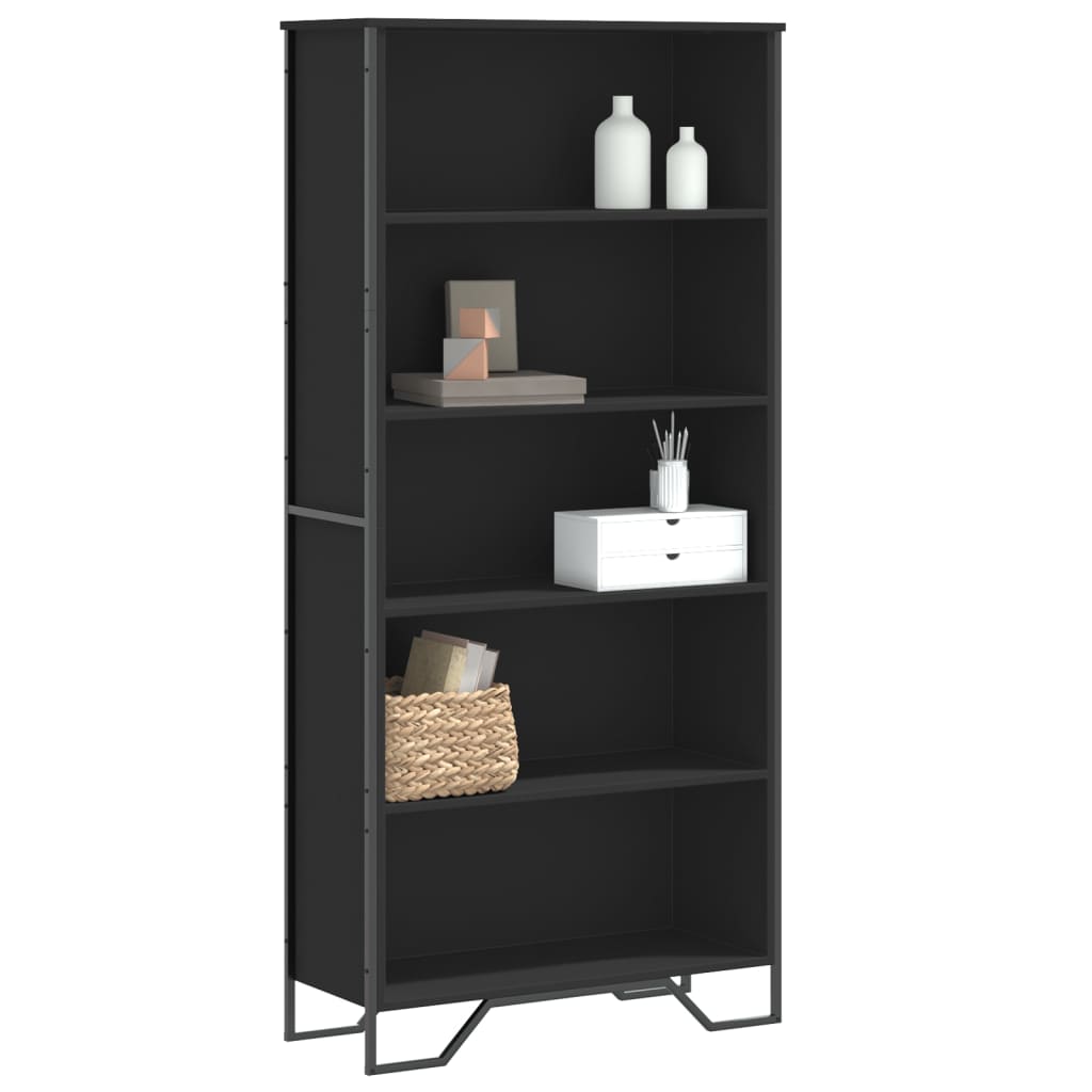 Bibliothèque noir 80x31x169 cm bois d’ingénierie - XIOS