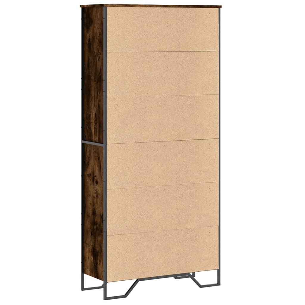Bibliothèque chêne fumé 80x31x169 cm bois d'ingénierie - XIOS