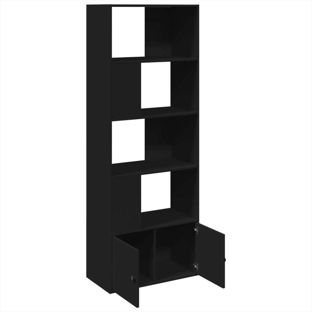 Bibliothèque noir 70x36x189 cm bois d'ingénierie - XIOS