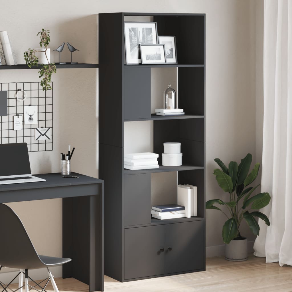 Bibliothèque noir 70x36x189 cm bois d'ingénierie - XIOS