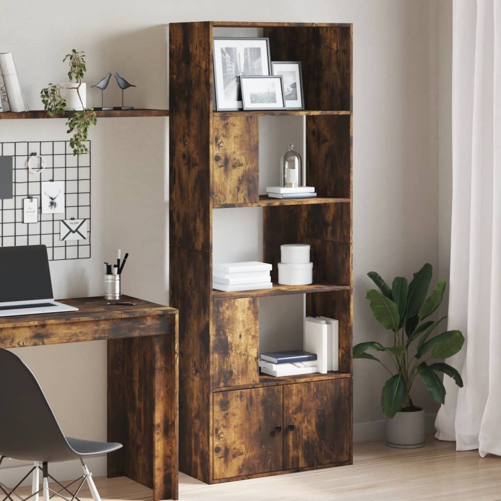 Bibliothèque chêne fumé 70x36x189 cm bois d'ingénierie - XIOS