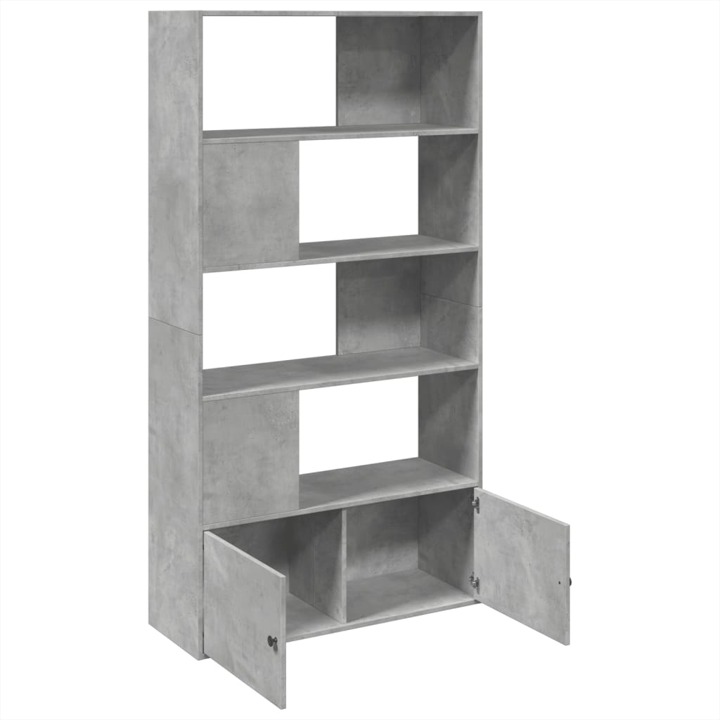 Bibliothèque gris béton 100x36x189 cm bois d'ingénierie - XIOS