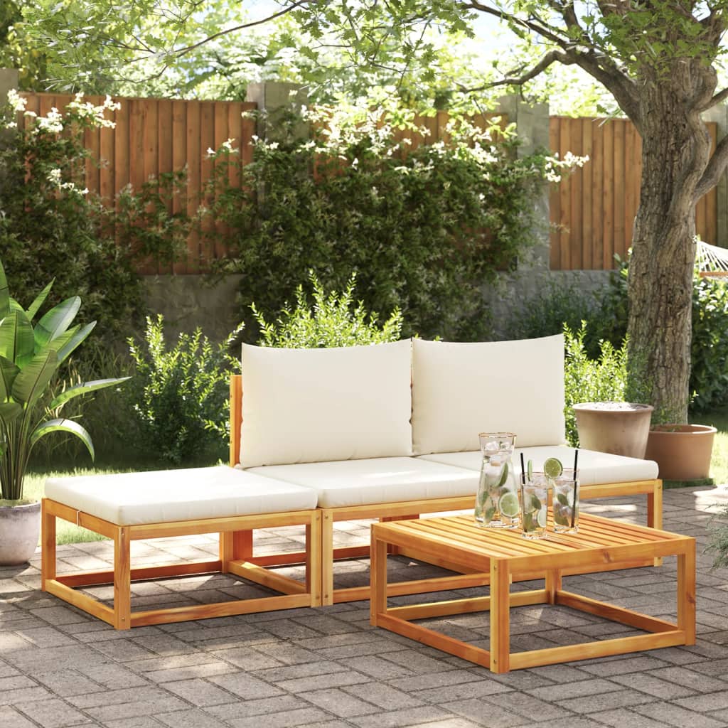 Salon de jardin avec coussins 4 pcs bois d'acacia massif Salons de jardin vidaXL