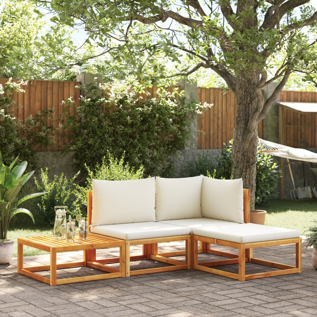 Salon de jardin avec coussins 4 pcs bois d'acacia massif Salons de jardin vidaXL