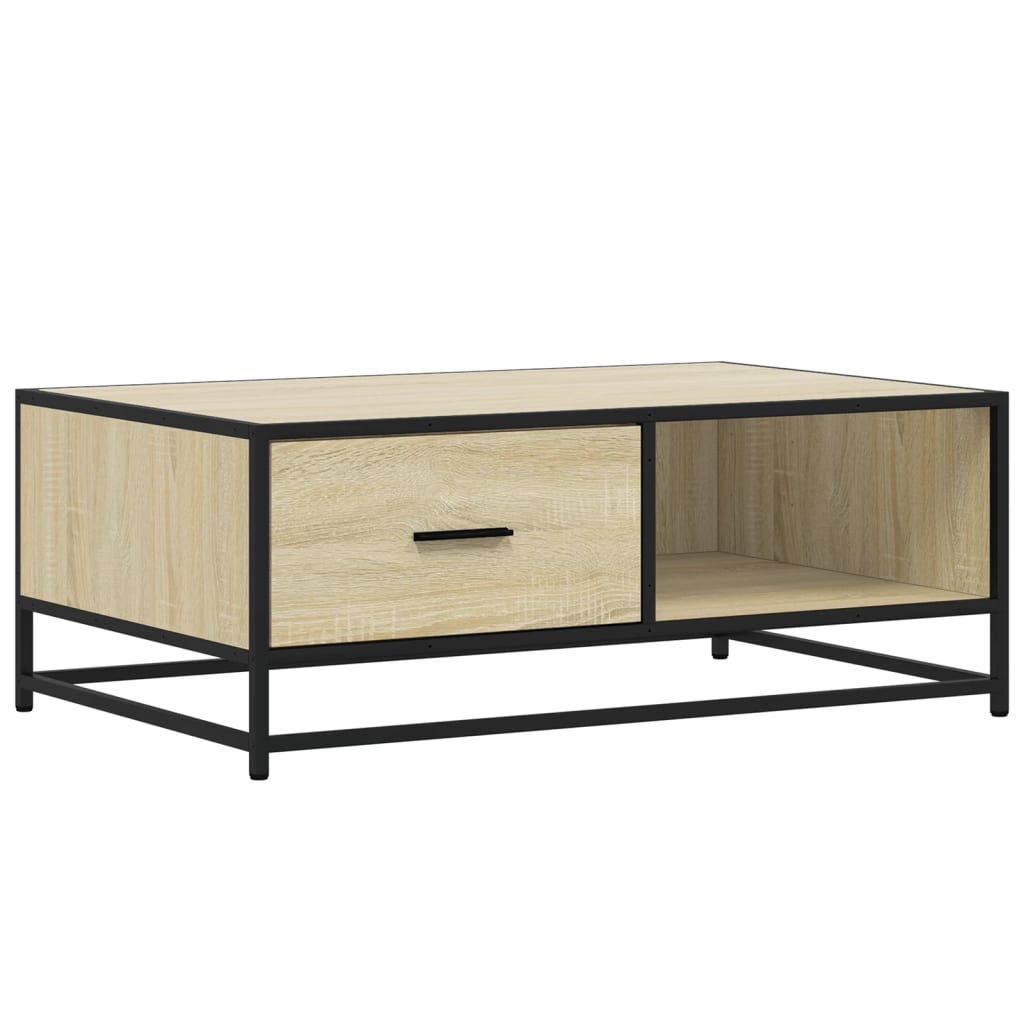 Table basse chêne sonoma 90x57x35 cm bois d'ingénierie et métal XIOS