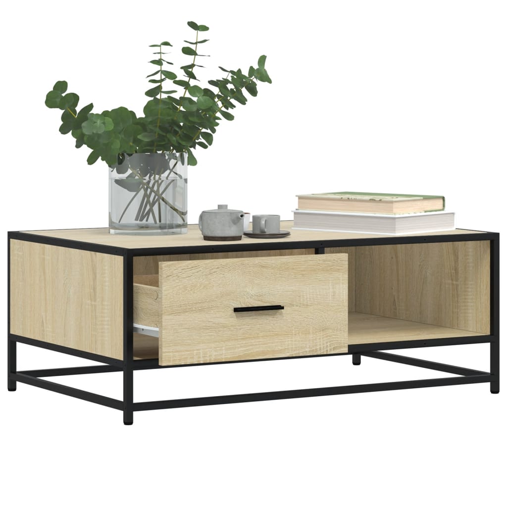 Table basse chêne sonoma 90x57x35 cm bois d'ingénierie et métal XIOS