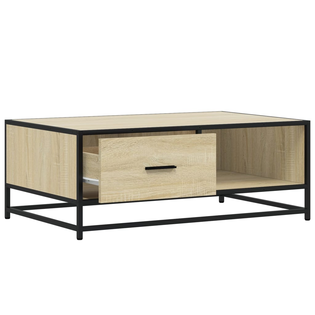 Table basse chêne sonoma 90x57x35 cm bois d'ingénierie et métal XIOS