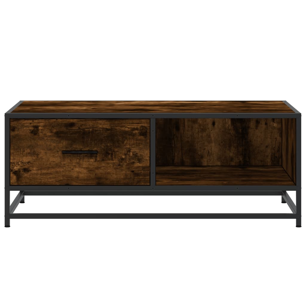 Table basse chêne fumé 90x57x35 cm bois d'ingénierie et métal - XIOS
