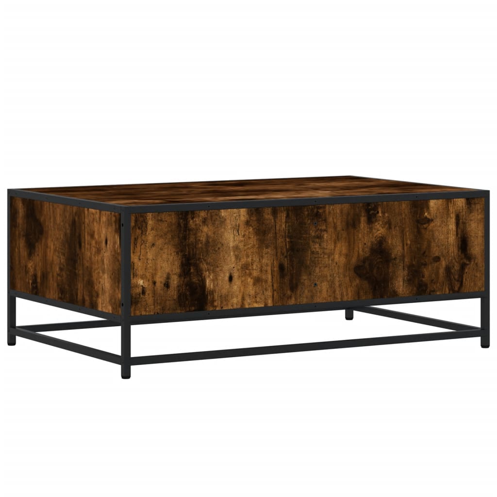 Table basse chêne fumé 90x57x35 cm bois d'ingénierie et métal - XIOS