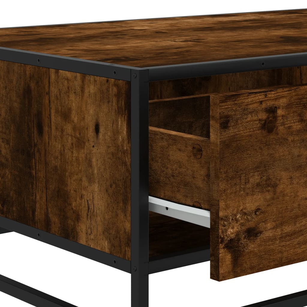 Table basse chêne fumé 90x57x35 cm bois d'ingénierie et métal - XIOS