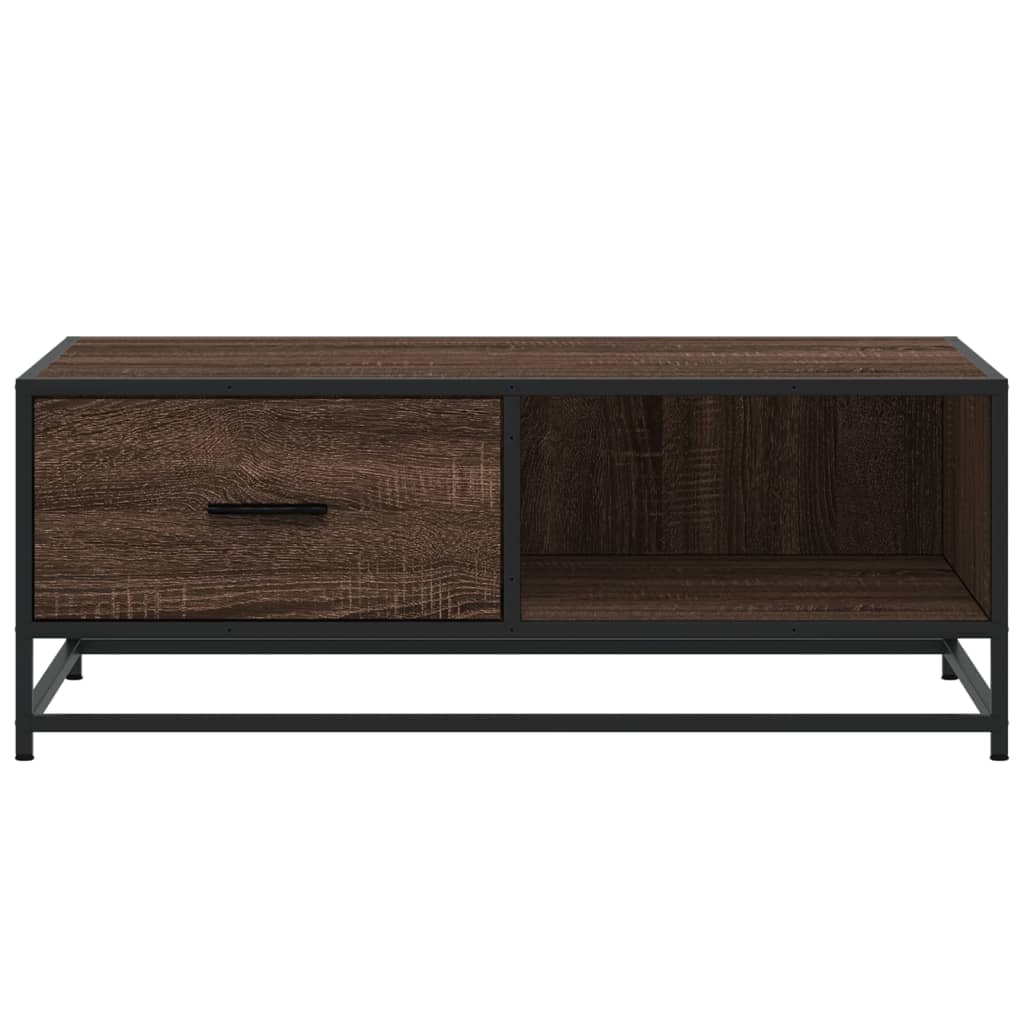 Table basse chêne marron 90x57x35 cm bois d'ingénierie et métal - XIOS