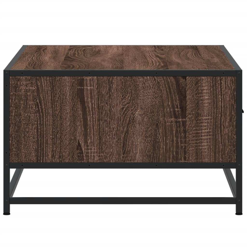Table basse chêne marron 90x57x35 cm bois d'ingénierie et métal - XIOS