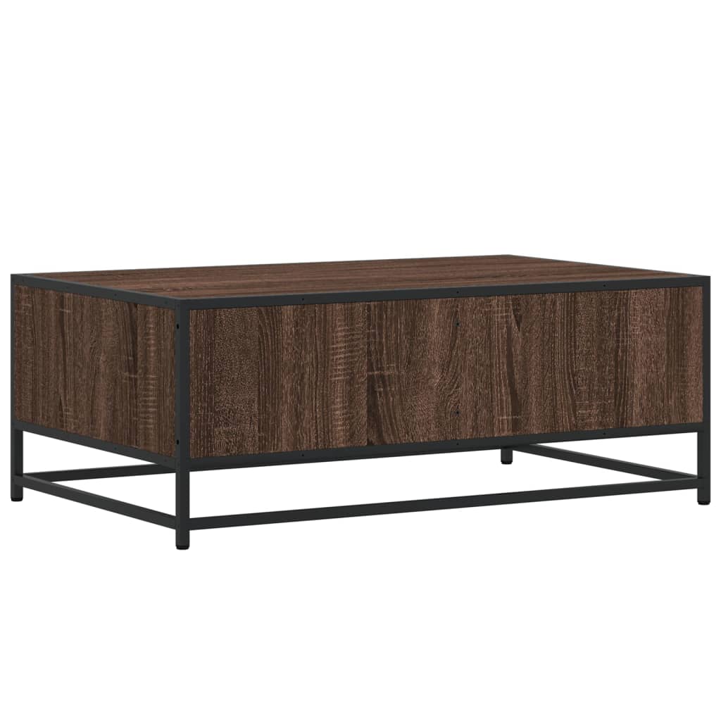 Table basse chêne marron 90x57x35 cm bois d'ingénierie et métal - XIOS