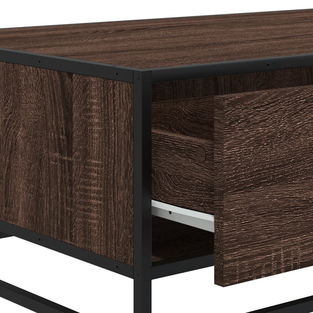 Table basse chêne marron 90x57x35 cm bois d'ingénierie et métal - XIOS