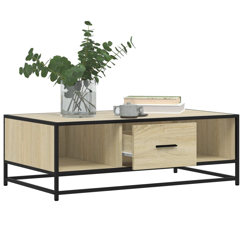 Table basse chêne sonoma 100x57x35cm bois d'ingénierie et métal XIOS