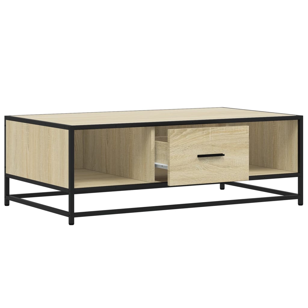 Table basse chêne sonoma 100x57x35cm bois d'ingénierie et métal XIOS