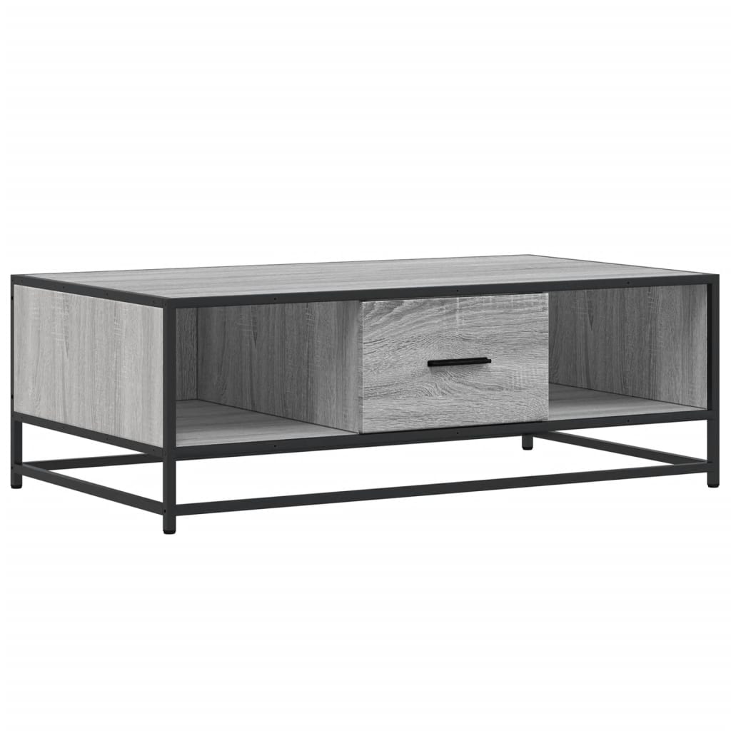 Table basse sonoma gris 100x57x35 cm bois d'ingénierie et métal - XIOS
