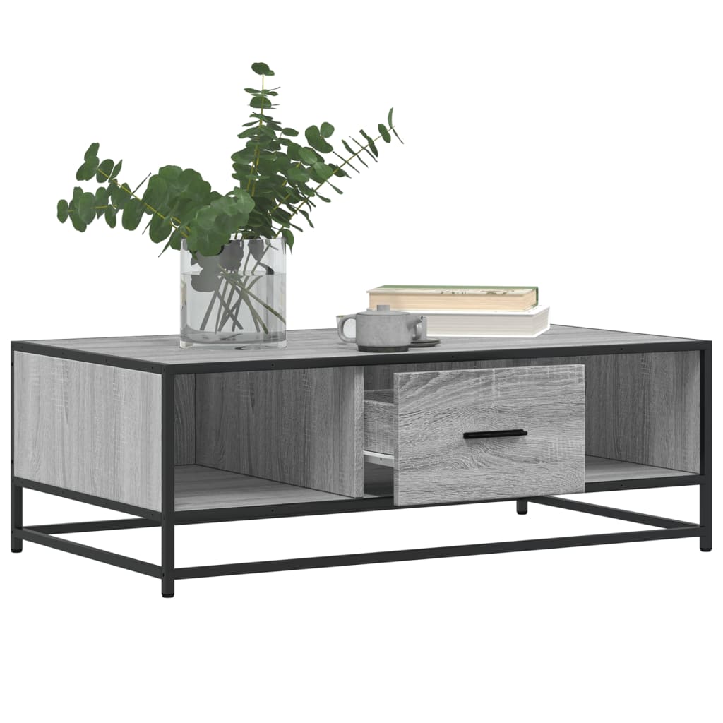 Table basse sonoma gris 100x57x35 cm bois d'ingénierie et métal - XIOS