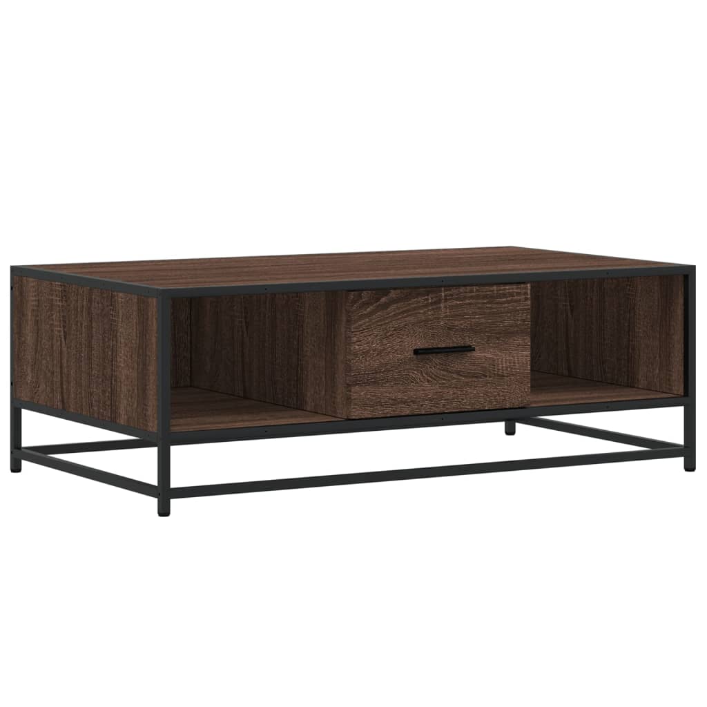 Table basse chêne marron 100x57x35cm bois d'ingénierie et métal XIOS