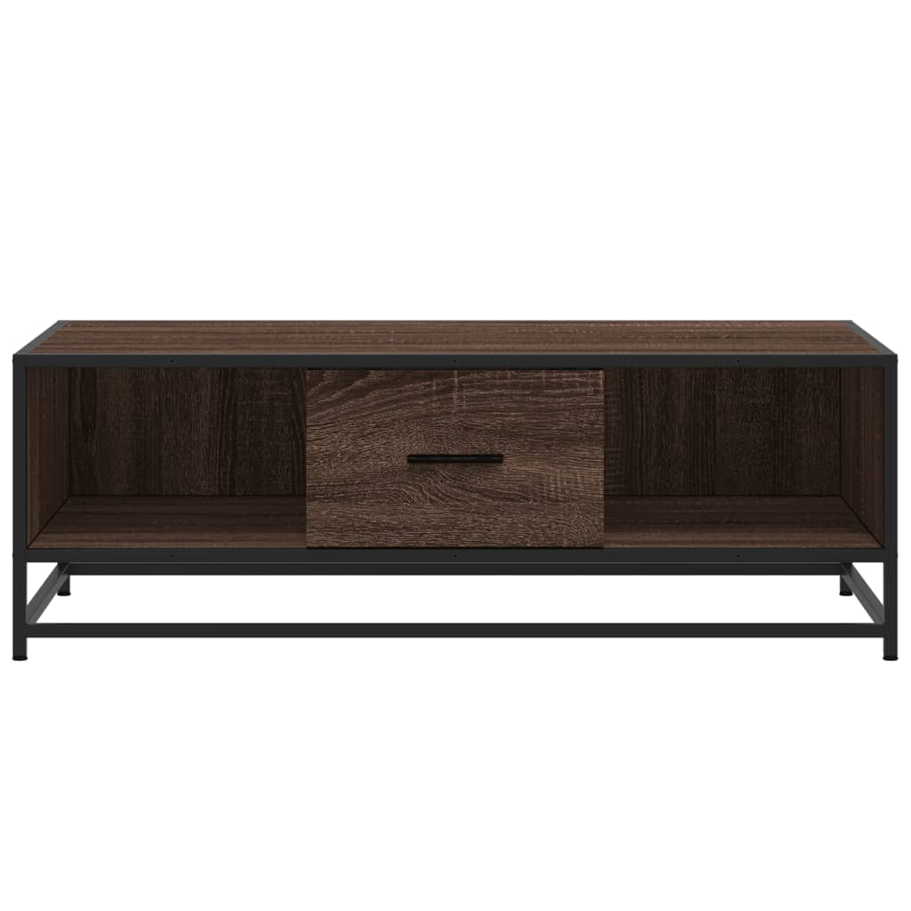 Table basse chêne marron 100x57x35cm bois d'ingénierie et métal XIOS