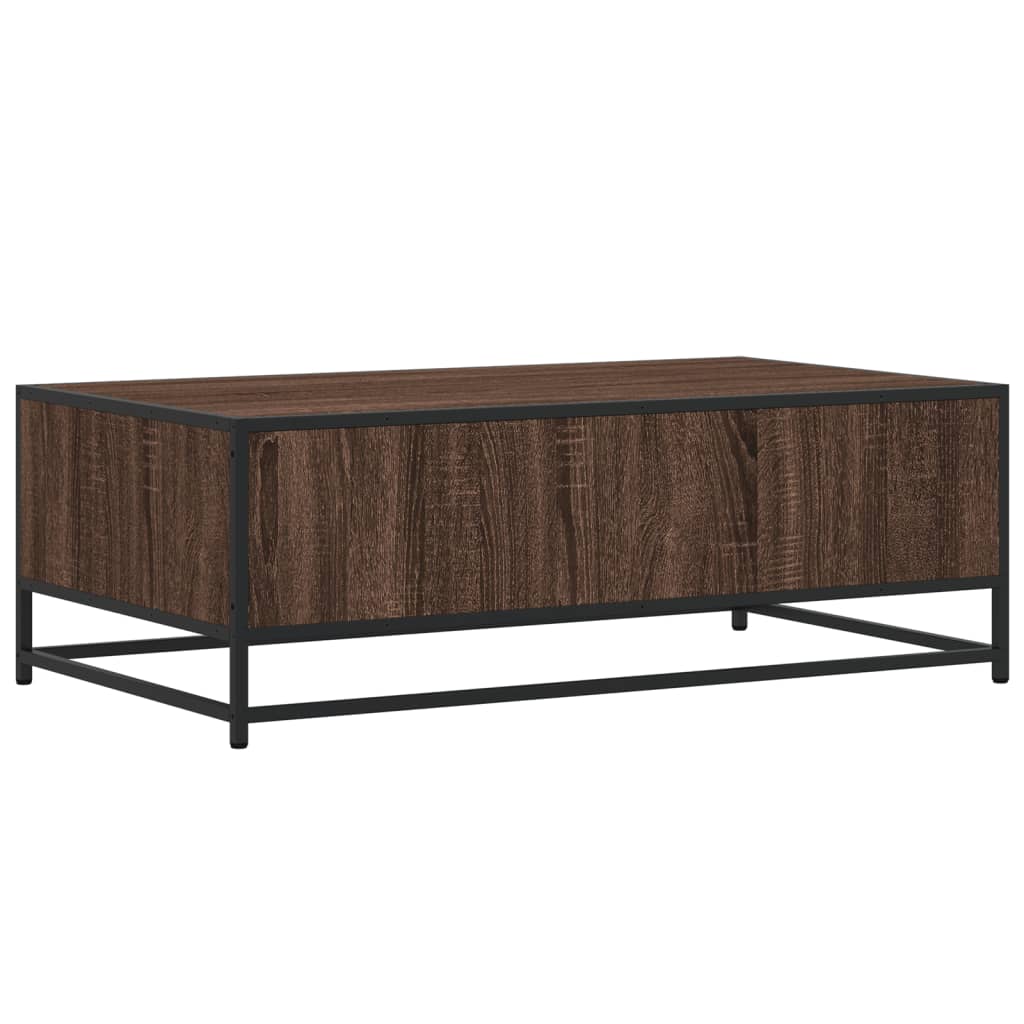 Table basse chêne marron 100x57x35cm bois d'ingénierie et métal XIOS